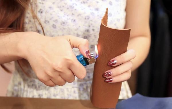 Phân biệt da thật với các loại da khác bằng lửa