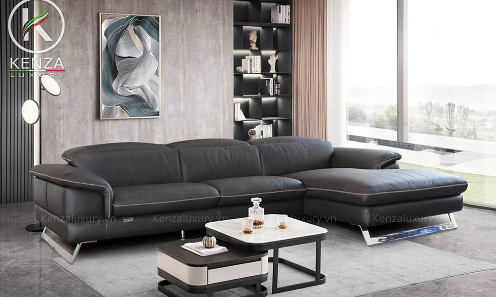Mẫu sofa phòng khách chất liệu da bò cao cấp