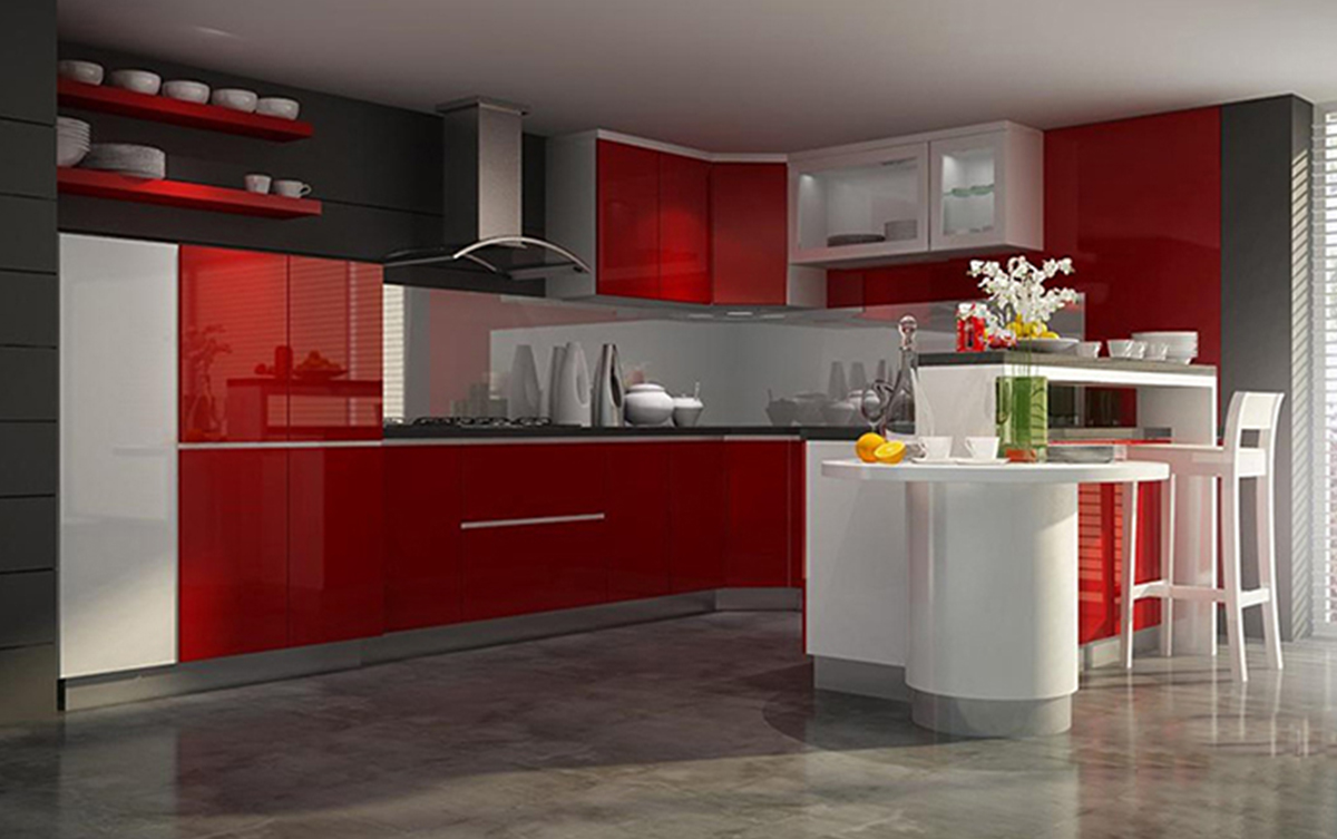 Mẫu thiết kế nội thất phòng bếp đẹp hiện đại với tủ bếp chữ L