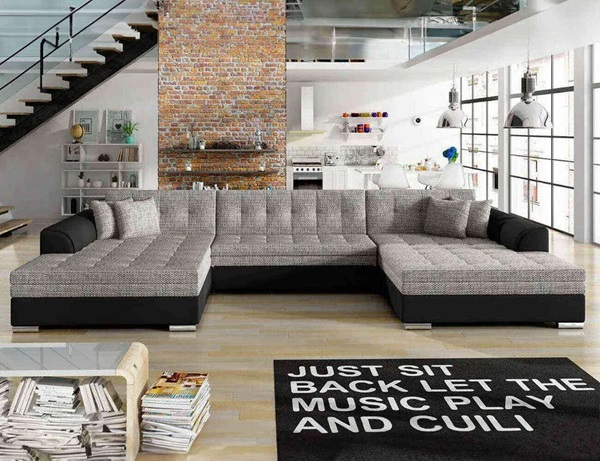 Sofa góc nỉ chữ U phong cách Bắc Âu sang trọng tinh tế